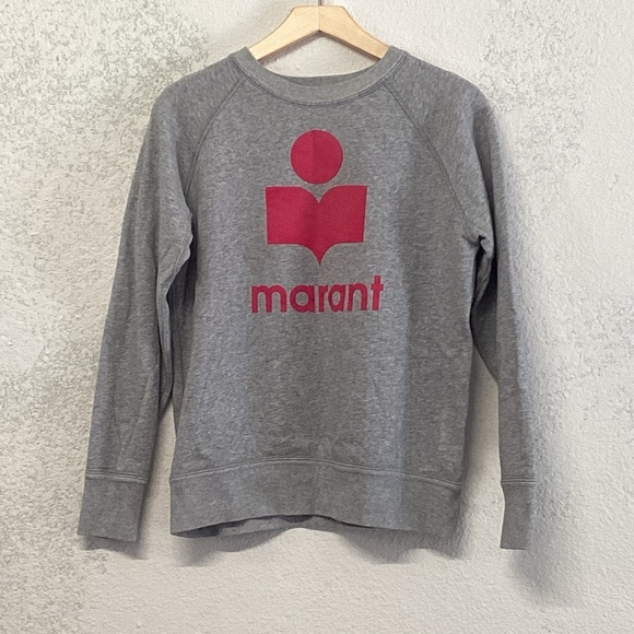 Isabel Marant Sweaters - ISABEL MARANT ÉTOLIE Women Logo Gray and Pink Sweatshirt.size Medium
